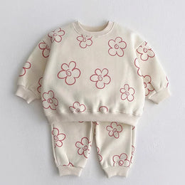 2-Piece Flower Printed Cotton Outfit | Autumn & Spring - Aristo Baby 