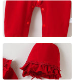 2-Piece Set -  Romper with Floral Collar and Hat - Aristo Baby 