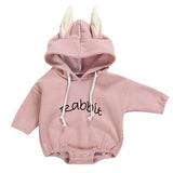Baby Girl Rabbit Hoodie Romper