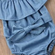 Front Bowknot Newborn Denim Jumpsuit