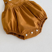Baby Girl Brown Embrodiered Romper | Mix & Match-Aristo Baby