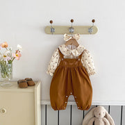 Baby Girl Embrodiered Romper - Overall & Floral Top Aristo Baby