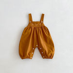 Baby Girl Brown Embrodiered Overall | Mix & Match-Aristo Baby