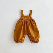 Baby Girl Brown Embrodiered Overall | Mix & Match-Aristo Baby