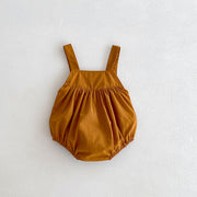 Baby Girl Brown Embrodiered Romper | Mix & Match-Aristo Baby