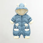 Baby Deer Detailed Hooded Thickened Romper | Winter Snowsuit-Aristo Baby