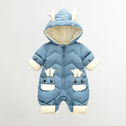 Baby Deer Detailed Hooded Thickened Romper | Winter Snowsuit-Aristo Baby