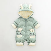 Thick winter baby snowsuit with velvet lining
