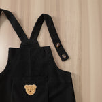 Baby Black Overalls with Bear Detail
