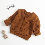  Knitted Cardigan | Winter Cotton Sweater with Pom Dots-Aristo Baby