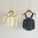 2-Piece Outfit Set – Strap Romper & Embroidered Cotton Top - Aristo Baby 