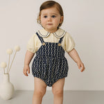 2-Piece Outfit Set – Strap Romper & Embroidered Cotton Top - Aristo Baby 