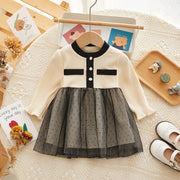 Elegant Long Sleeve Cotton A-Line Skirt Princess Dress - Aristo Baby