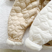 Baby Warm Thick Long Sleeve Bear Detailed White Romper - Aristo Baby 