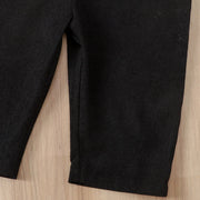 Black Corduroy Baby Overalls with Bear Patch