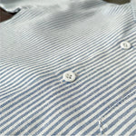 Blue Striped Boys Button-Down Shirt with Dog Patch