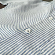 Blue Striped Boys Button-Down Shirt with Dog Patch