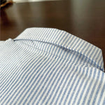 Blue Striped Boys Button-Down Shirt with Dog Patch