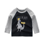 Toddler Boys Black Dinosaur Long Sleeve T-Shirts | 100% Cotton-Aristo Baby