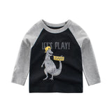 Toddler Boys Black Dinosaur Long Sleeve T-Shirts | 100% Cotton-Aristo Baby