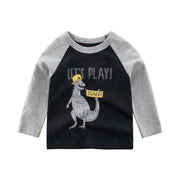 Toddler Boys Black Dinosaur Long Sleeve T-Shirts | 100% Cotton-Aristo Baby