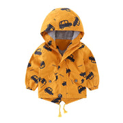  Winter Hooded Car Printed Jacket – Thick Warm Mid-Long Coat-Aristo Baby