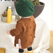  Knitted Cardigan | Winter Cotton Sweater with Pom Dots-Aristo Baby