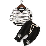  2-Piece Boys Set - Striped Long Sleeve Shirt & Pants with Star Patch-Aristo Baby