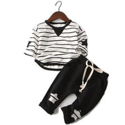  2-Piece Boys Set - Striped Long Sleeve Shirt & Pants with Star Patch-Aristo Baby