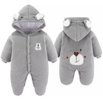 Bear Detailed Hooded Fleece Onesie | Warm Winter Jumpsuit - Aristo Baby