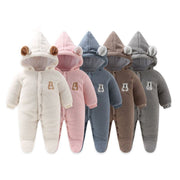 Bear Detailed Hooded Fleece Onesie | Warm Winter Jumpsuit - Aristo Baby