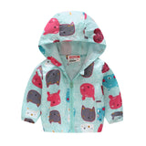 Hooded and Cat Printed Windbreaker – Waterproof Coat - Aristo Baby