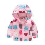 Hooded and Cat Printed Windbreaker – Waterproof Coat - Aristo Baby