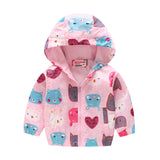 Hooded and Cat Printed Windbreaker – Waterproof Coat - Aristo Baby