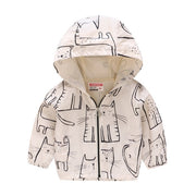 Hooded and Cat Printed Windbreaker – Waterproof Coat - Aristo Baby
