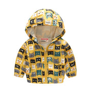 Hooded and Cat Printed Windbreaker – Waterproof Coat - Aristo Baby