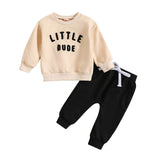 Letter Print Sweatshirt & Pants Set