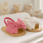 Colorful baby bow sandals in pink, blue, yellow