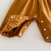 Baby Girl Brown Embrodiered Overall | Mix & Match-Aristo Baby