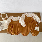  Embrodiered Romper - Overall & Floral Top | Mix & Match-Aristo Baby