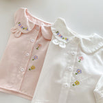 baby girls Floral embroidered shirt pink and white