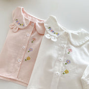 baby girls Floral embroidered shirt pink and white