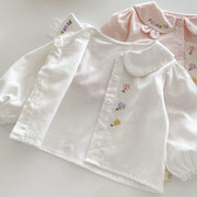 baby girls Floral embroidered shirt pink and white