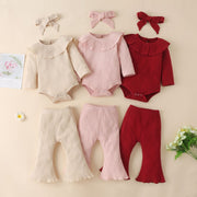3-Piece Romper Outfit with Flared Pants & Headband