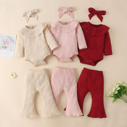 3-Piece Romper Outfit with Flared Pants & Headband