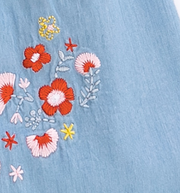 Denim Flower Detailed Summer Suspender Dress