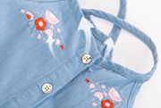 Denim Flower Detailed Summer Suspender Dress