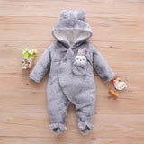 Baby Winter Bunny Snowsuit | Hooded Warm Fleece Romper-Aristo Baby
