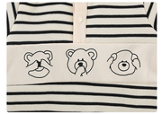 Korean Style Striped Cotton Romper with Bear Print - Aristo Baby 