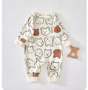 Newborn Bear Printed Jumpsuit – Pure Cotton - Aristo Baby 